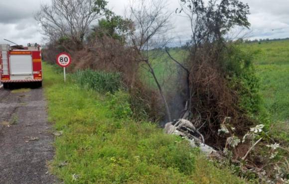 Criança de 8 anos morre em acidente após carro bater em árvore e pegar fogo na BR-262